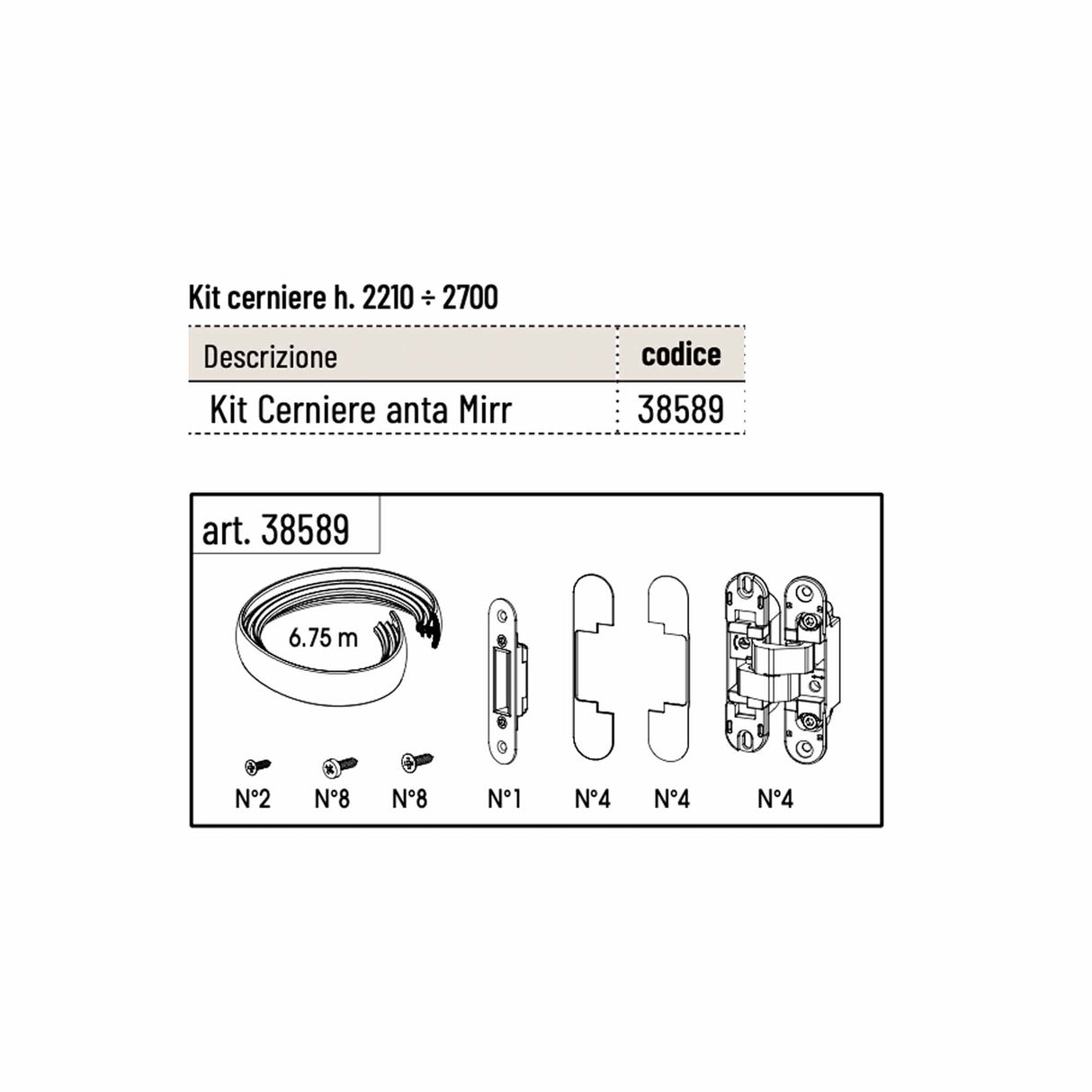 Kit Ferramenta Scrigno per Porta Mirr