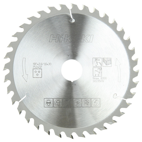 752437 - Lama per Legno HiKOKI 752437 190x30mm Z36 Denti Alternati