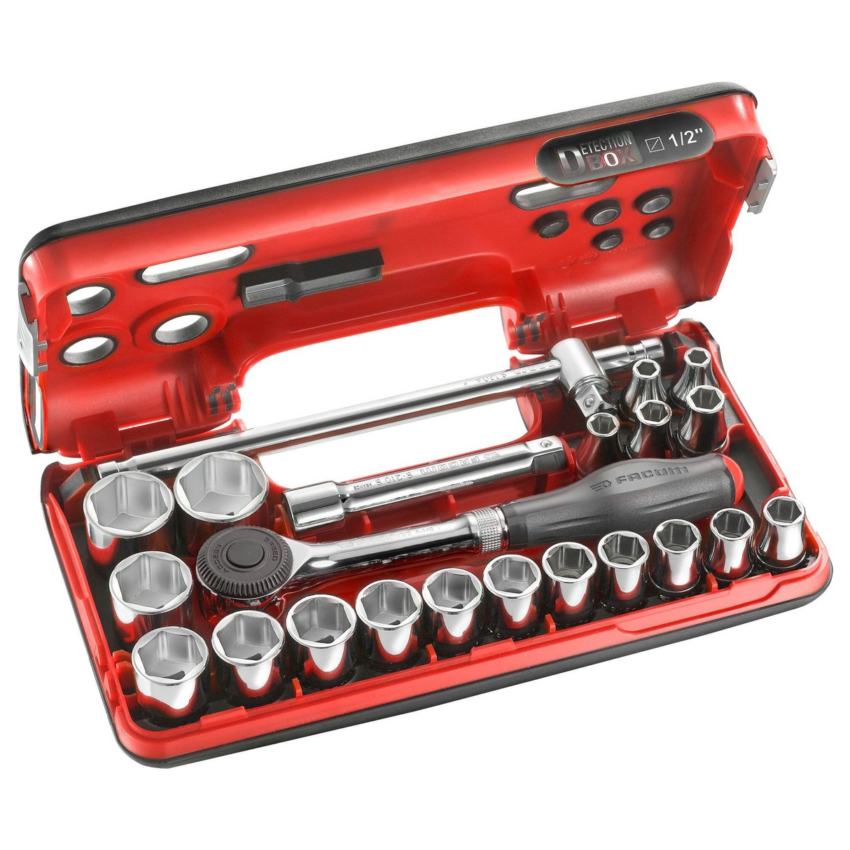 S.360DBOX4PB - Facom S.360DBOX4PB 1/2" Socket Set with Ratchet (22 pcs)