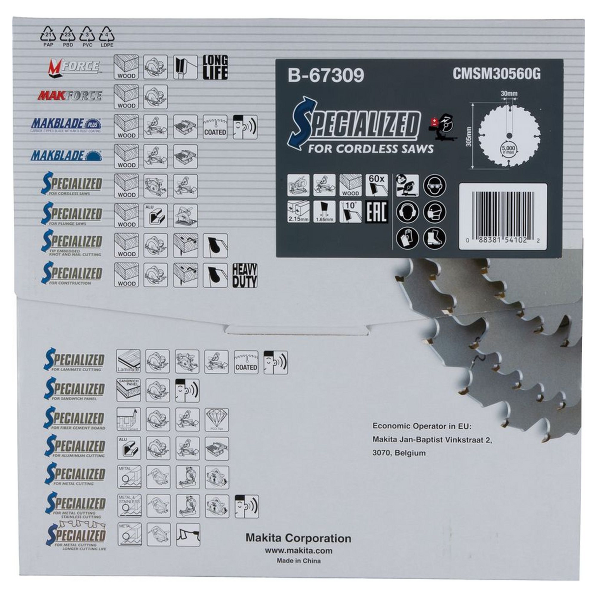 B-67309 - Efficut TCT Blade Makita B-67309 305x30mm 60 Teeth - Image 5