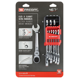 467BF.JP10PB - Ratchet Wrench Set Flex Head Facom 467BF 10 Pieces