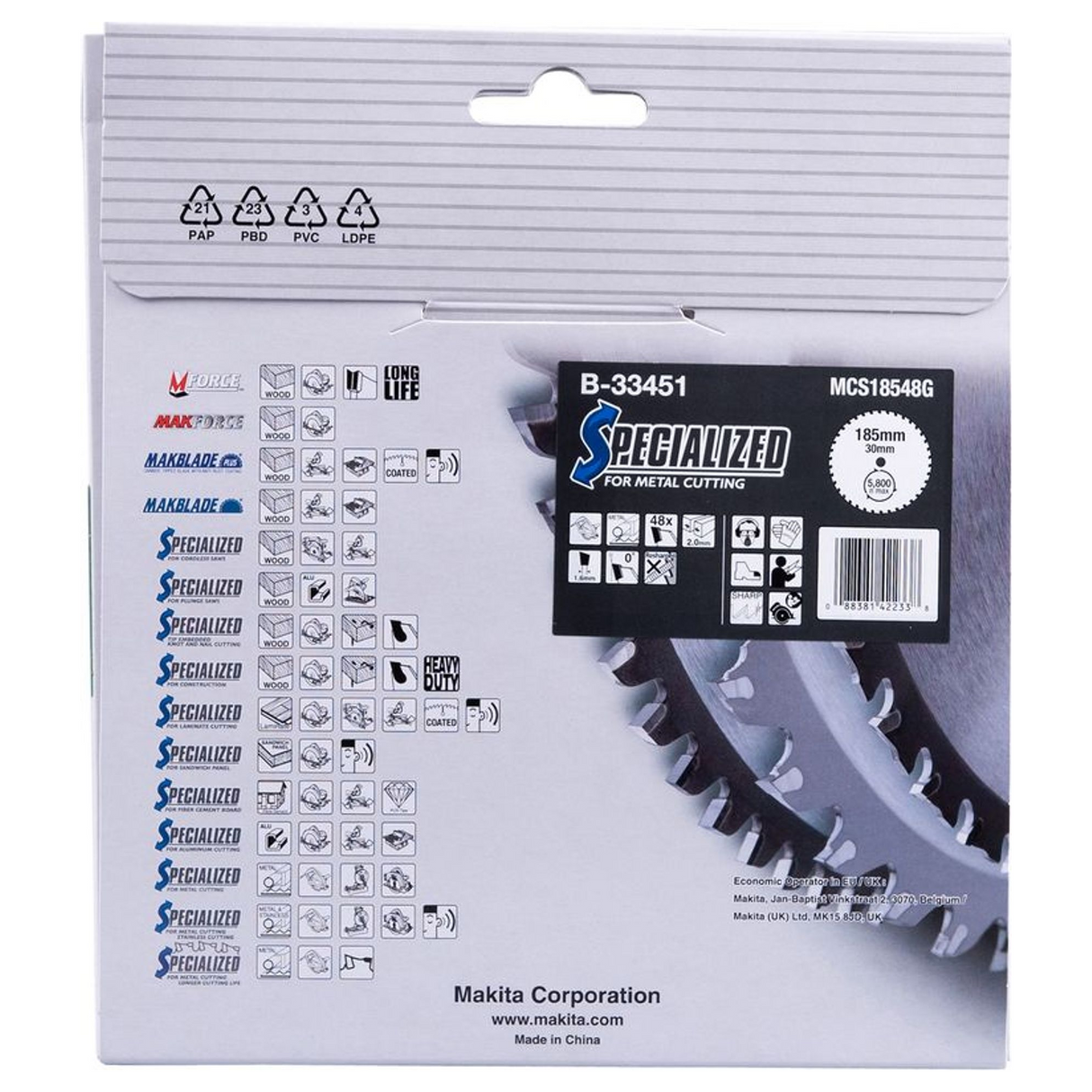 B-33451 - Lama Specialized TCT Makita B-33451 185x30mm 48T - Immagine 5